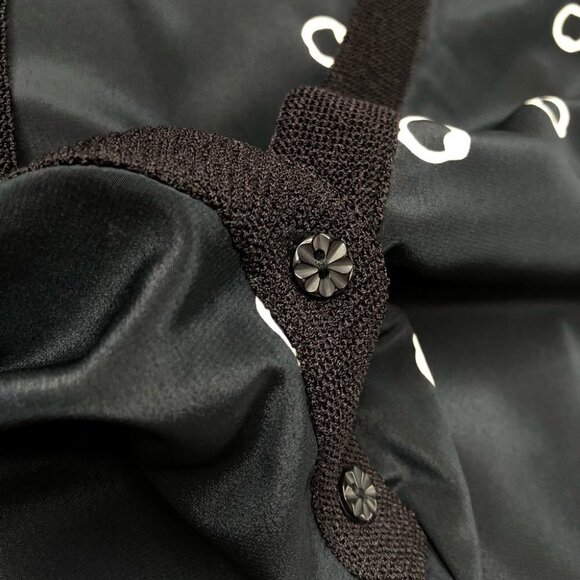 𝅺VINTAGE Castleberry Painted White Abstract Polka Dot Black Bomber Shirt Blouse - Picture 6 of 11